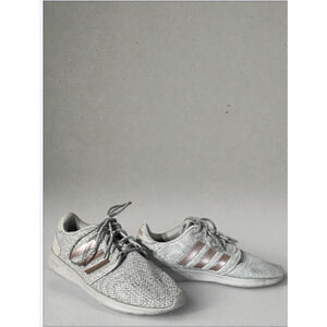 Adidas Cloudfoam Shoes Women 8.5 Grey Silver Pink Running Sneaker